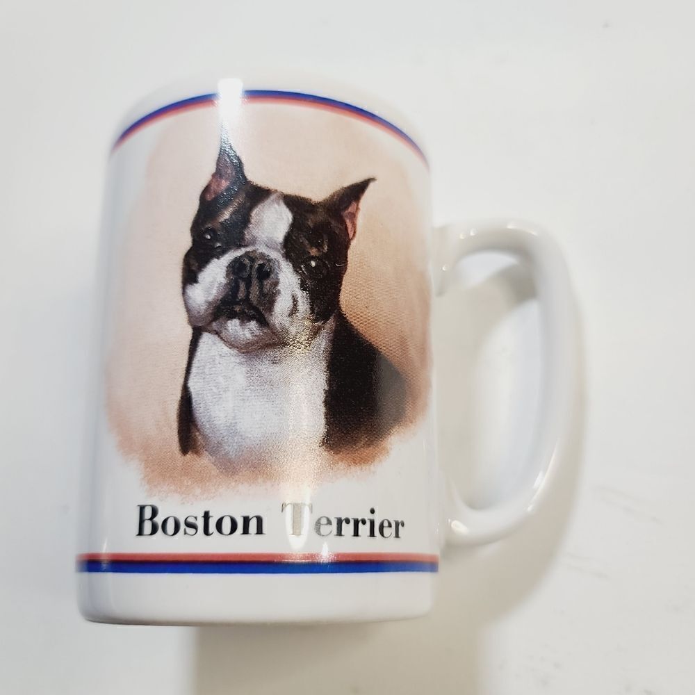 Vintage 80s R. Masthead Boston Terrier Dog Coffee Mug